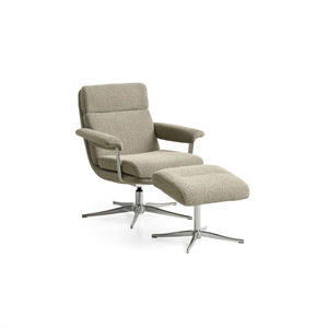 CALLUM STOL M/ TILTFUNKTION - POLERET KROM - BEIGE STOF - STÆRK PRIS